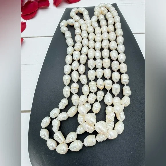 64” Genuine Baroque Pearl Opera Necklace 160g Cream Ivory Statement Piece - Picture 8 of 17